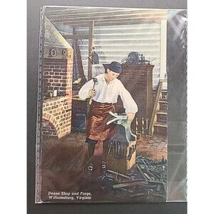 Vintage Deane Shop & Forge Williamsburg Virginia Postcard C.T. Art Ephemera